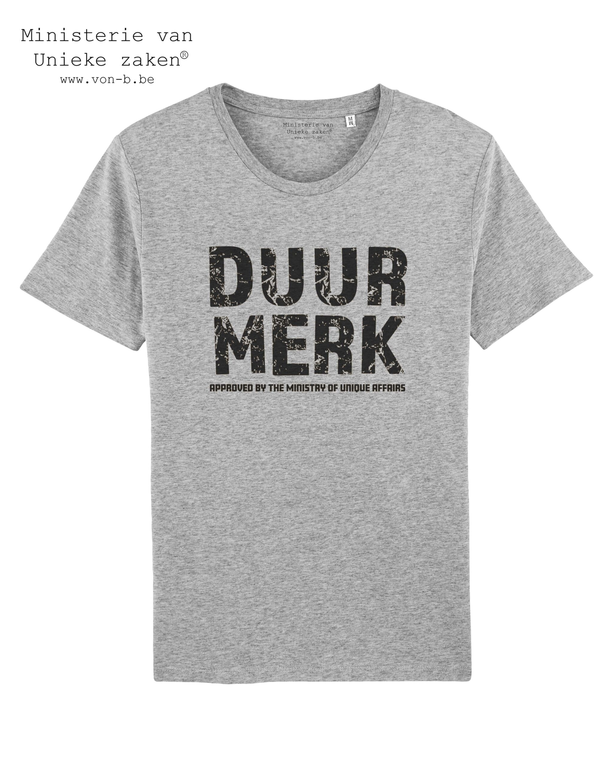 domein Zuinig Respect Duur Merk DMA - T-shirt Grijs Unisex - Ministerie Van Unieke Zaken