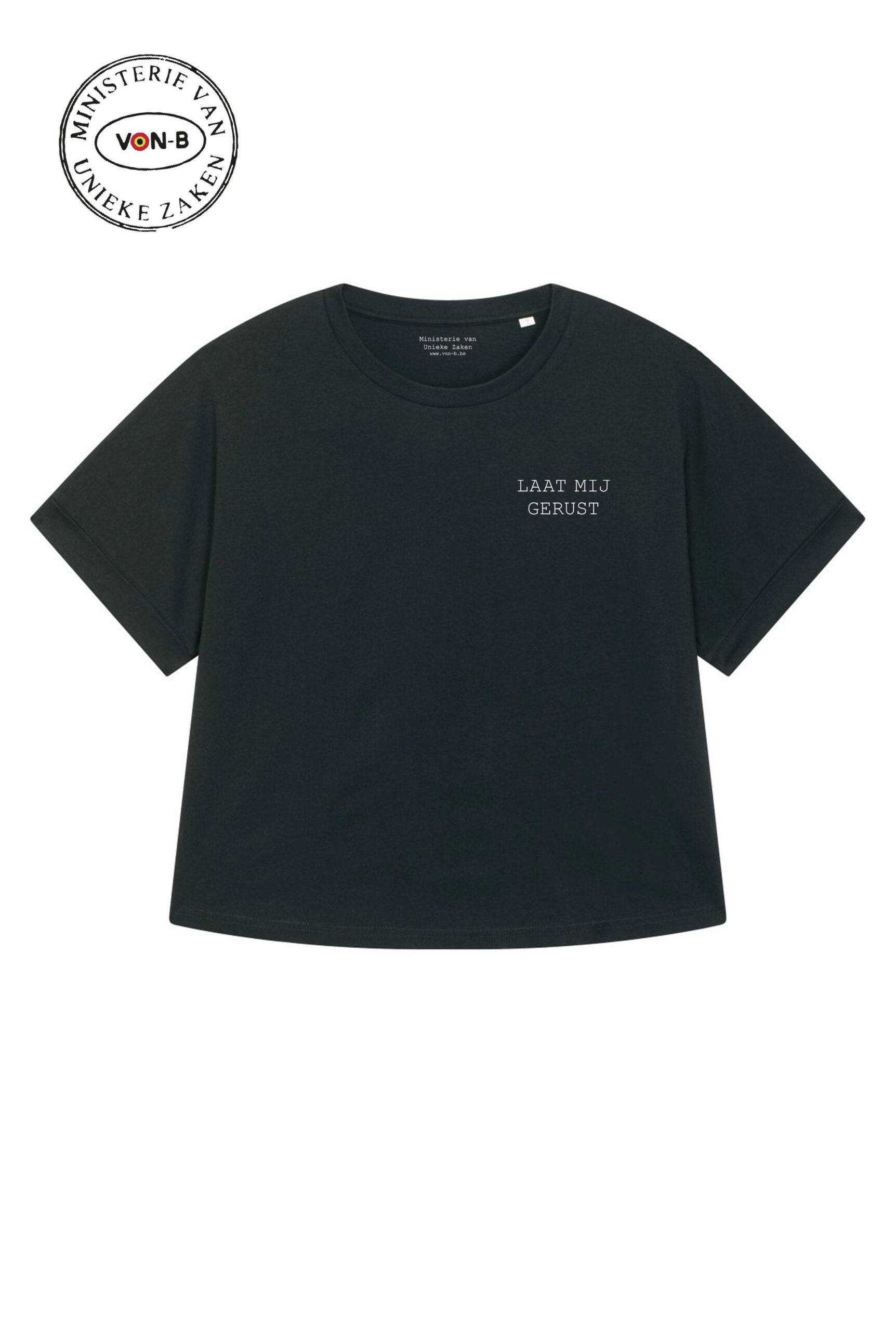 T-shirt vrouw - Zwart - Relaxed fit - Laat mij gerust